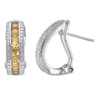 Stella Grace Sterling Silver Citrine Channel Set Earrings
