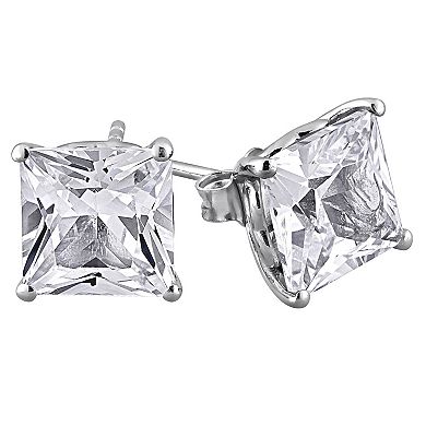 Stella Grace Sterling Silver Lab-Created White Sapphire Square Stud Earrings