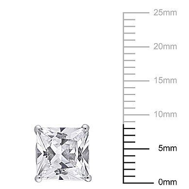 Stella Grace Sterling Silver Lab-Created White Sapphire Square Stud Earrings
