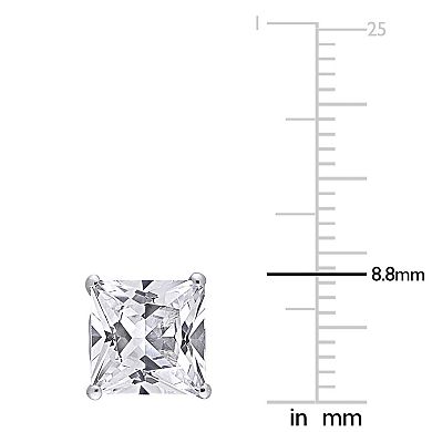 Stella Grace Sterling Silver Lab-Created White Sapphire Square Stud Earrings