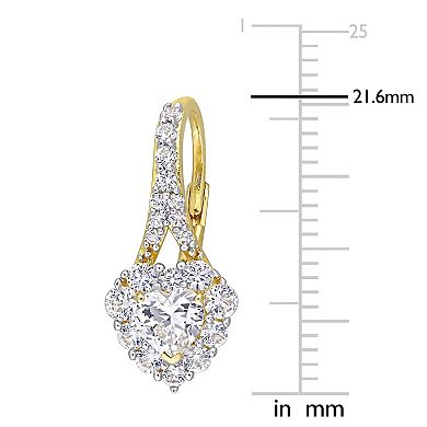 Stella Grace 18k Gold Over Silver Lab-Created White Sapphire Halo Heart Leverback Earrings