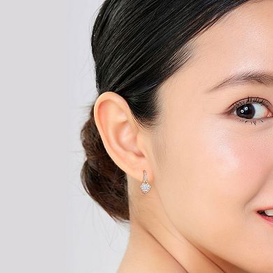 Stella Grace 18k Gold Over Silver Lab-Created White Sapphire Halo Heart Leverback Earrings