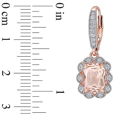 Stella Grace 18k Rose Gold Over Silver Simulated Morganite & Cubic Zirconia Leverback Earrings