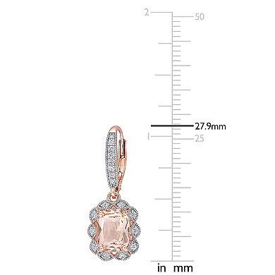 Stella Grace 18k Rose Gold Over Silver Simulated Morganite & Cubic Zirconia Leverback Earrings
