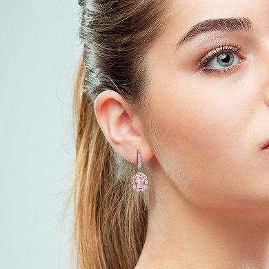 Stella Grace 18k Rose Gold Over Silver Simulated Morganite & Cubic Zirconia Leverback Earrings