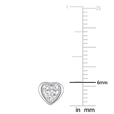 Stella Grace Sterling Silver Cubic Zirconia Heart Stud Earrings