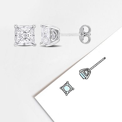 Stella Grace Sterling Silver 2-1/2 Carat T.W. Lab-Created Moissanite Square Stud Earrings