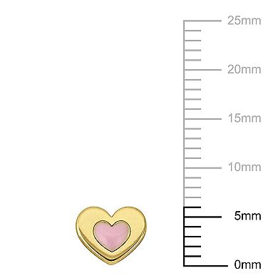 Stella Grace 18k Gold Over Silver Pink Enamel Heart Stud Earrings