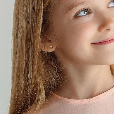 Stella Grace 18k Gold Over Silver Pink Enamel Heart Stud Earrings