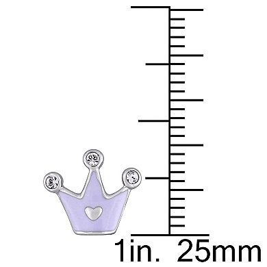Stella Grace Sterling Silver Children's Crystal Crown Earrings