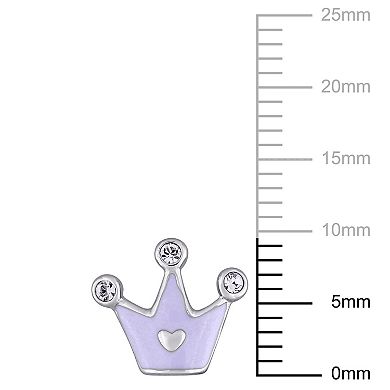 Stella Grace Sterling Silver Children's Crystal Crown Earrings