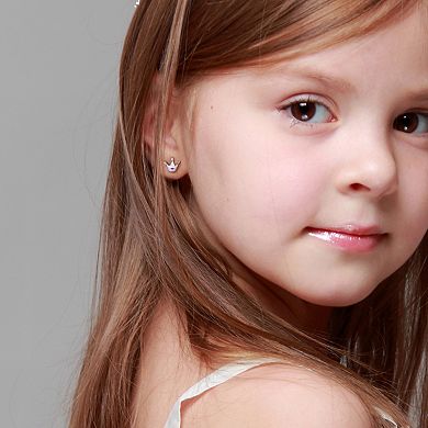 Stella Grace Sterling Silver Children's Crystal Crown Earrings