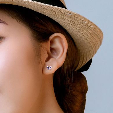Stella Grace Sterling Silver Purple & Pink Enamel Butterfly Stud Earrings