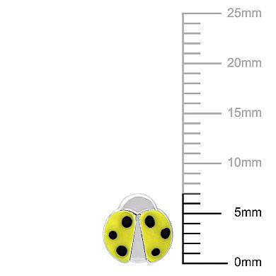 Stella Grace Sterling Silver Yellow Enamel Ladybug Stud Earrings
