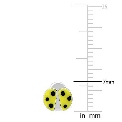 Stella Grace Sterling Silver Yellow Enamel Ladybug Stud Earrings