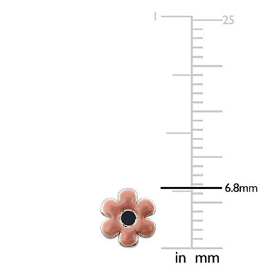 Stella Grace Sterling Silver Pink Enamel Flower Stud Earrings