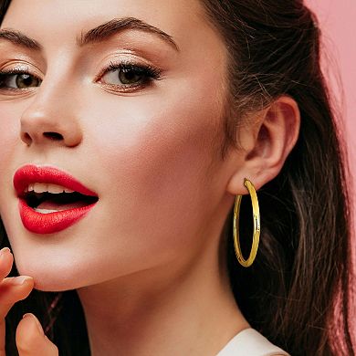 Stella Grace 18k Gold Over Silver Hoop Earrings