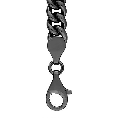 Stella Grace Men's Freshwater Cultured Pearl & Silver Black Ruthenium Curb Link Chain Necklace