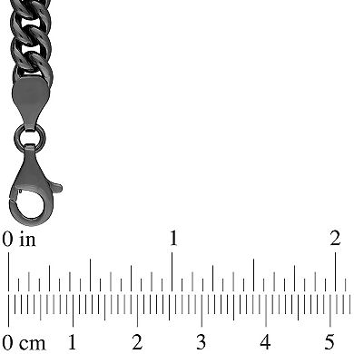 Stella Grace Men's Freshwater Cultured Pearl & Silver Black Ruthenium Curb Link Chain Necklace