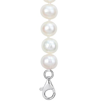 Stella Grace Men's Freshwater Cultured Pearl & Sterling Silver Anchor Charm Beaded Necklace