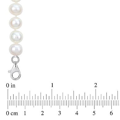 Stella Grace Men's Freshwater Cultured Pearl & Sterling Silver Anchor Charm Beaded Necklace