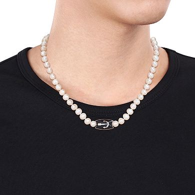 Stella Grace Men's Freshwater Cultured Pearl & Sterling Silver Anchor Charm Beaded Necklace