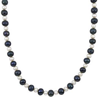 Stella Grace Men's Black & White Freshwater Cultured Pearl Necklace