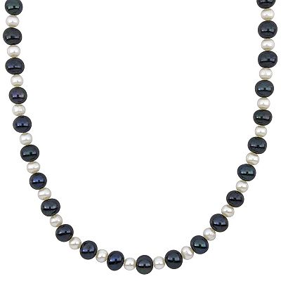 Stella Grace Men s Black White Freshwater Cultured Pearl Necklace