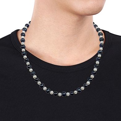 Stella Grace Men's Black & White Freshwater Cultured Pearl Necklace
