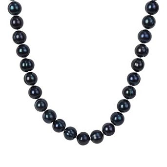 Stella Grace Men's Black Freshwater Cultured Pearl Strand Necklace