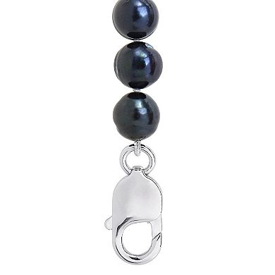 Stella Grace Men's Black Freshwater Cultured Pearl Strand Necklace