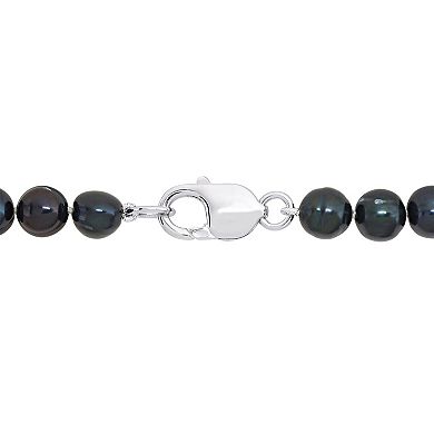 Stella Grace Men's Black Freshwater Cultured Pearl Strand Necklace