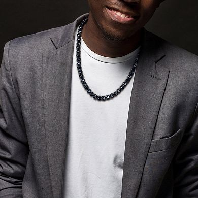 Stella Grace Men's Black Freshwater Cultured Pearl Strand Necklace