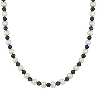 Stella Grace Men's Black & White Freshwater Cultured Pearl Strand Necklace