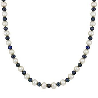 Stella Grace Men's Black & White Freshwater Cultured Pearl Strand Necklace