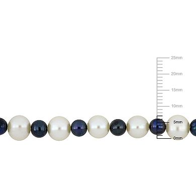 Stella Grace Men's Black & White Freshwater Cultured Pearl Strand Necklace