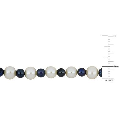 Stella Grace Men's Black & White Freshwater Cultured Pearl Strand Necklace