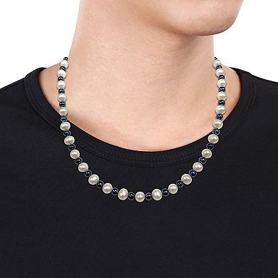 Stella Grace Men's Black & White Freshwater Cultured Pearl Strand Necklace