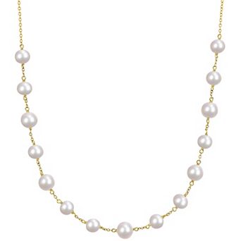 Stella Grace 18k Gold Over Silver Freshwater Cultured Pearl Tin Cup Necklace