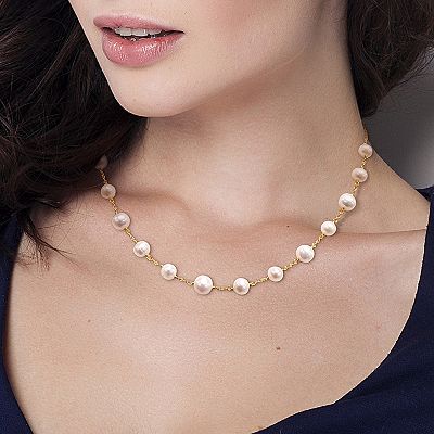 Stella Grace 18K Gold Over Silver Freshwater Cultured Pearl Tin Cup Necklace Women s Size 18