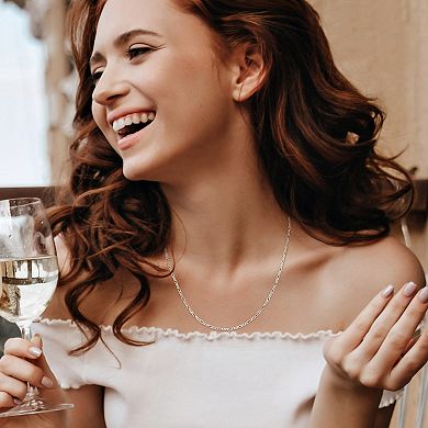 Stella Grace Sterling Silver Figaro Chain Necklace