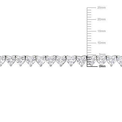 Stella Grace Sterling Silver Lab-Created White Sapphire Heart Tennis Necklace