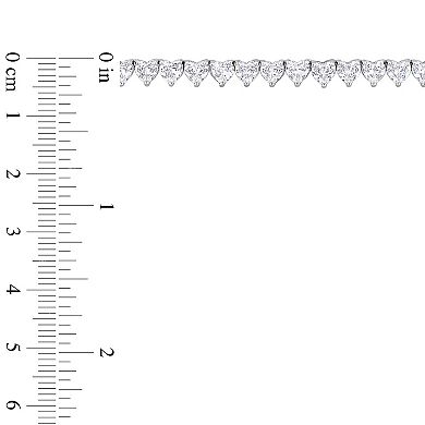 Stella Grace Sterling Silver Lab-Created White Sapphire Heart Tennis Necklace