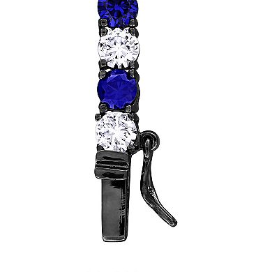 Stella Grace Sterling Silver Created White & Blue Sapphire Men's Necklace