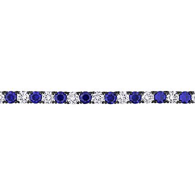 Stella Grace Sterling Silver Created White & Blue Sapphire Men's Necklace