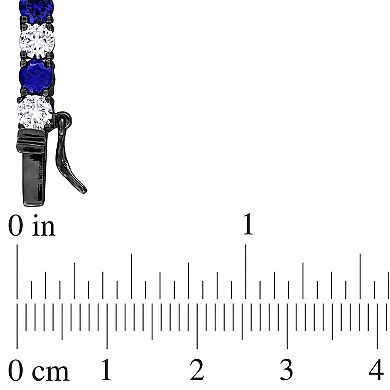 Stella Grace Sterling Silver Created White & Blue Sapphire Men's Necklace