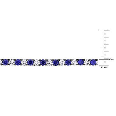 Stella Grace Sterling Silver Created White & Blue Sapphire Men's Necklace