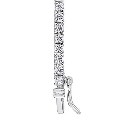 Stella Grace Sterling Silver Heart Shapd Lab-Created Ruby & Lab-Created White Sapphire Tennis Necklace