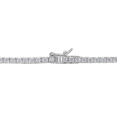 Stella Grace Sterling Silver Heart Shapd Lab-Created Ruby & Lab-Created White Sapphire Tennis Necklace