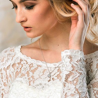 Stella Grace Sterling Silver Aquamarine Halo Pendant Necklace